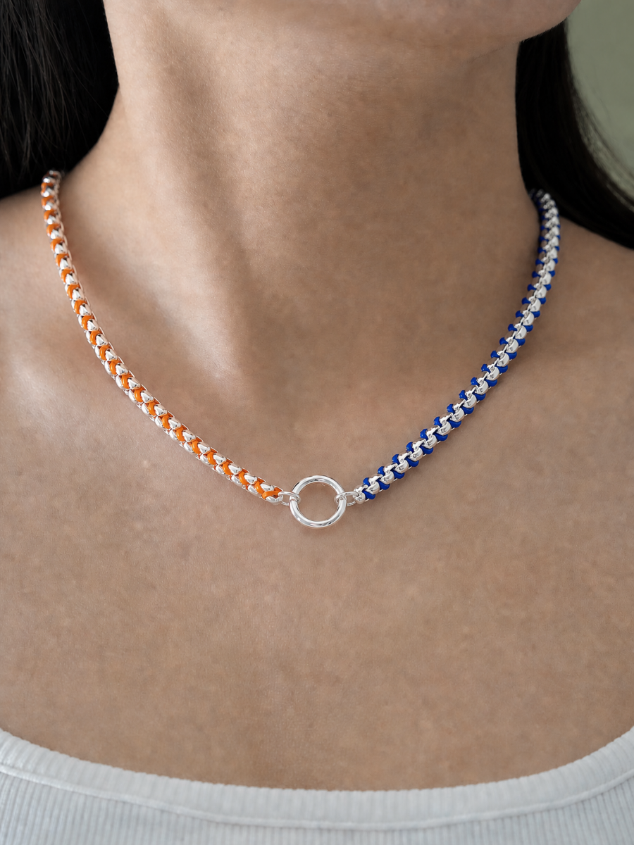 Sunkiss Silver Color Clash Hand-woven Necklace